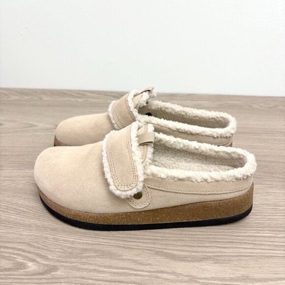 White Mountain Baylen Suede Upper Faux Shearling Trim Clog Sz 7M - Picture 6 of 9
